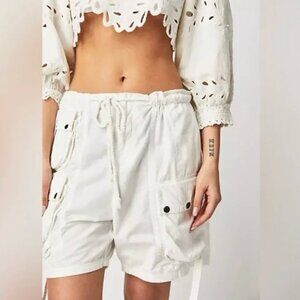 Free People Moon Bay White Parachute Shorts NEW